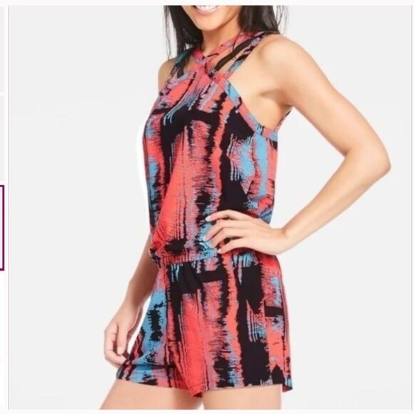 Fabletics Liza Romper heat wave multicolor lightweight straps P2P 20“ Silk Touch - Picture 3 of 6
